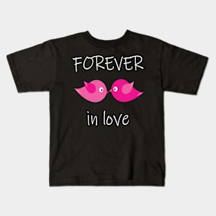 Forever In Love Birds Kissing Kids T-Shirt